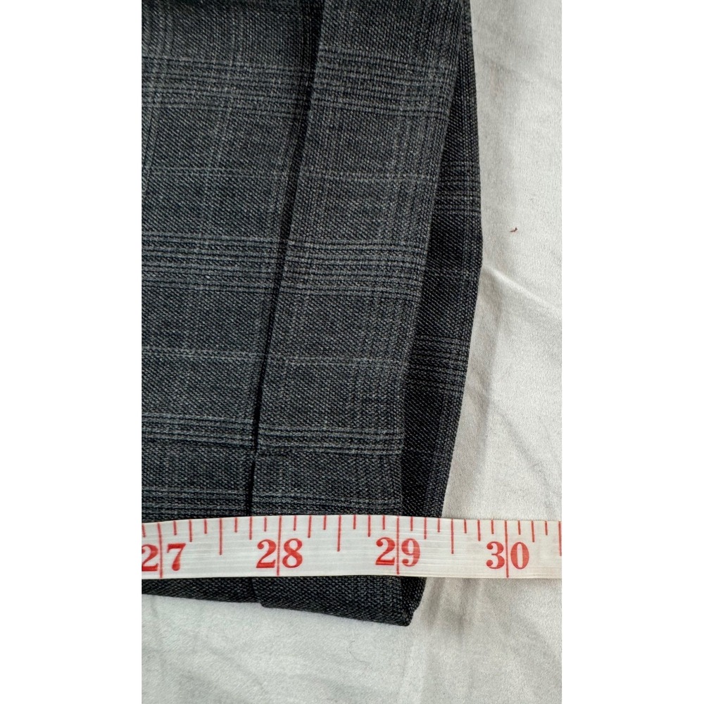 Roundtree & Yorke Mens 36x29 Charcoal Gray Check Plaid Pleated Dress Pants - Picture 11 of 16